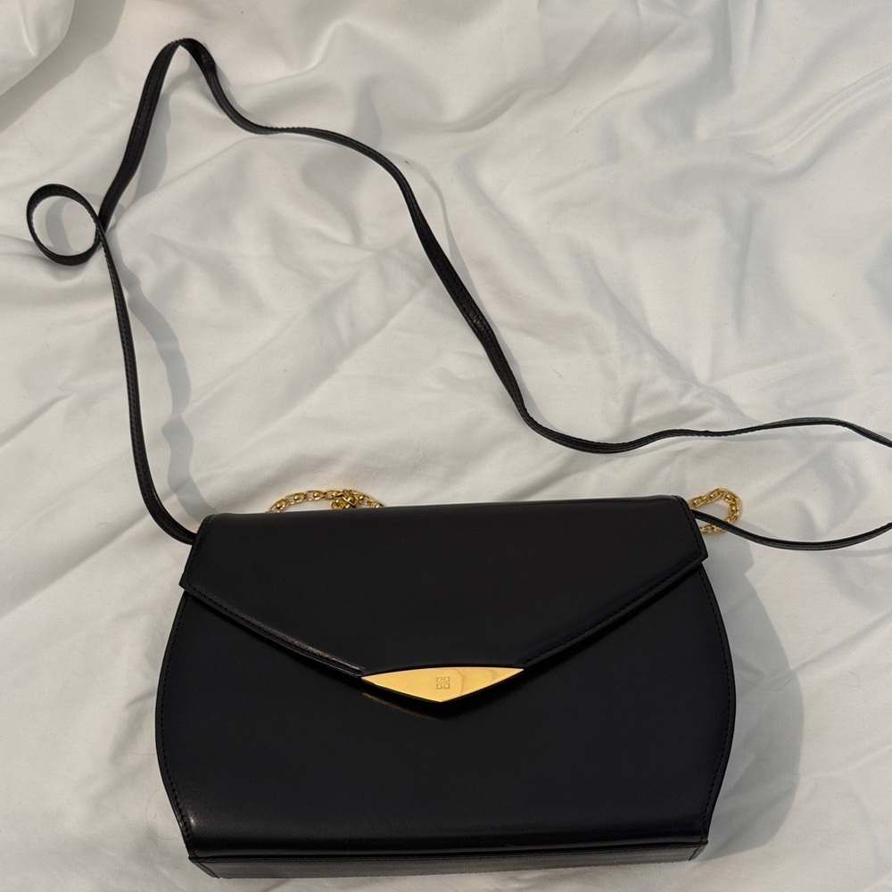 Givenchy Black Leather Crossbody Bag with Gold Chain - Picture 2 of 12